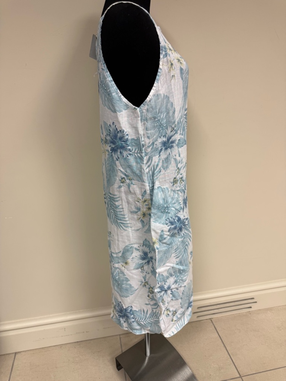 LUNGO L’Arno 100 % linen Light Blue Floral Midi Slip Dress - NEW WITH TAGS ITALY - Picture 4 of 9